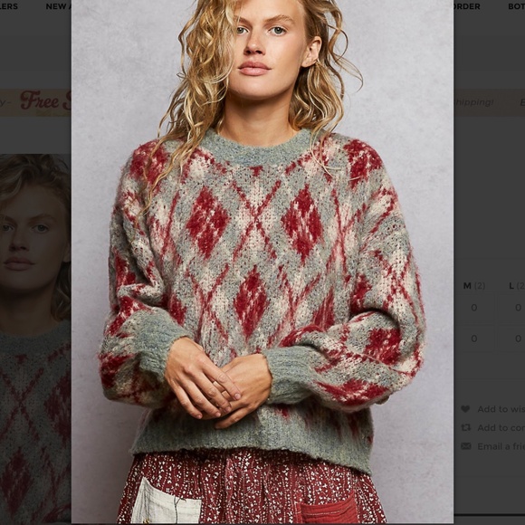 POL “ Angel “ POL Argyle Pattern Mohair Sweater SR32 - Picture 1 of 5